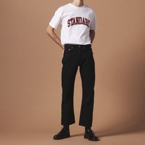 SANDRO/Preowned Men’s Cotton Straight-Cut Jeans with finished hems Black sz 27